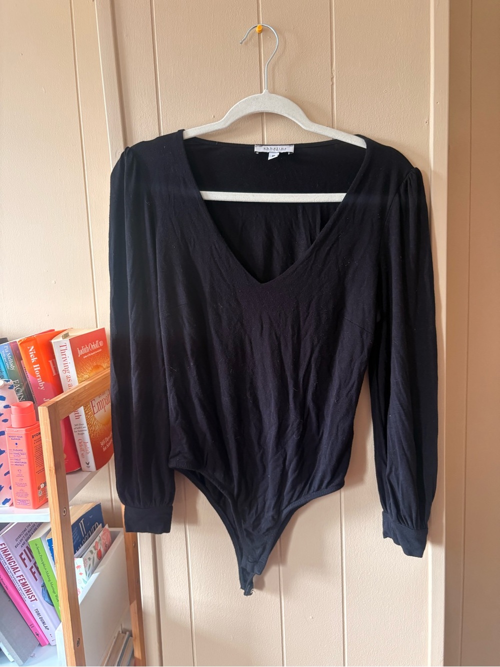 Abbeline Black Long-Sleeve V-Neck Bodysuit